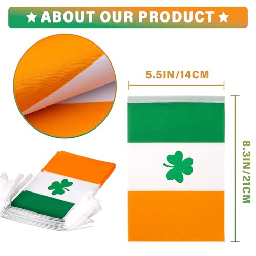 Image of Irish Shamrock String Flag Pennant Banner, Small Mini Ireland Clover Flags Bunting Banner, St Patrick's Day Decoration for School, Holiday, Party, Events, Festival, 33 Feet 30 Flags