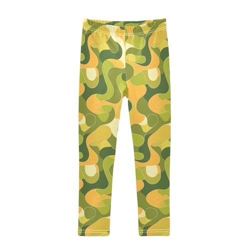 KLL Green Camouflagexture Illustrations Little Girls Cotton Leggings Comfortable Full Length Yoga Pants Gym