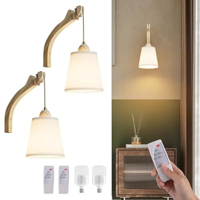 Coinmit Boho Battery Operated Wall Sconce,5500mAh Rechargeable Wireless Wall Light 3 Colors Dimmable with Remote Control Easy Install for Bedroom Living Room