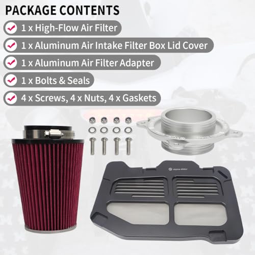 Image of Motoparty Intake Upgrade Kit Engine Air Filter kit & Air Intake Filter Box Lid Cover for Yamaha YFM700 Raptor 2006-2021, YFM700R & YFM700R SE 2013-2021, W /Intake & Holder Adapter