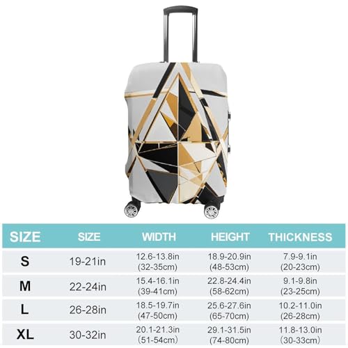 Fashion Modern Black White Gold Triangle Luggage Cover, Washable Elastic Suitcase Cover Protector Fit 18-32 Inch Luggage2