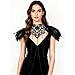 L'VOW Real Black Feather Harness Lace Collar Necklace Bib Halloween (Z-Black003)
