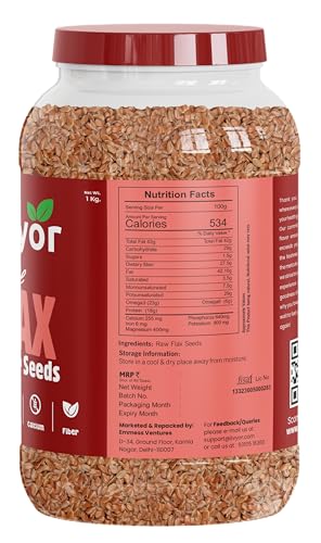Image of Livyor Raw Flax Seeds - 1kg | Flax for eating | Alsi seeds | Rich in Protien and Dietary Fibre | Unroasted | Rich in Omega 3 and Iron | Pack of 1