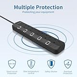 PARTH 5 Way Extension Lead Surge Protected UK Plug Extension Socket With 4M Extra Long Cord Surge Protection Black Extension Cable Individual Switches Heavy Duty Power Strip 5 Gang Sockets 3250W/13A - Image 2