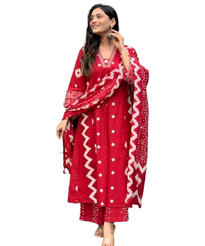 Image of Yashika Women Cotton Blend Floral Printed Kurta Plazzo Set with Dupatta Suitable For Every Indian Occasion
