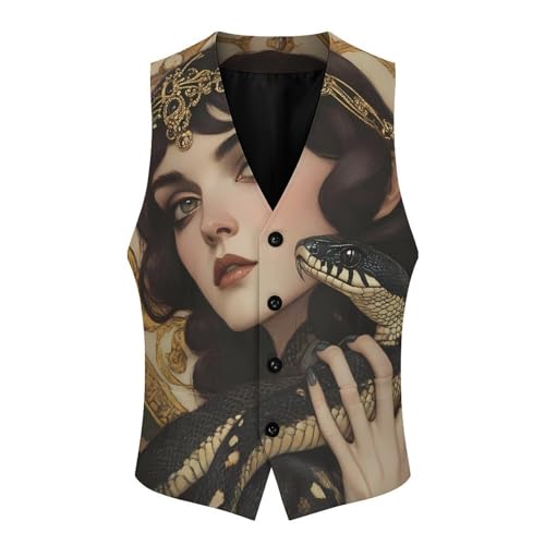 Serpent-Goddesses-Snake Men's Suit Vests Business Formal Dress Vest V-Neck Waistcoat for Wedding Casual4