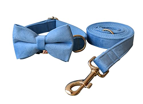 Velvet Dog Collar Personalized With Name Phone Number Engraved, Custom Pet Collars With Metal Buckle(Sky Blue, S) #TOP3