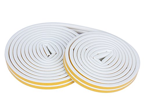 Weatherstrip Kit 32.8 ft (10 m) autoadhesivo perfil tipo D puertas ventanas burlete excluido de espuma sellado tira de aislamiento de sonido 9 mm x 6 mm (blanco)