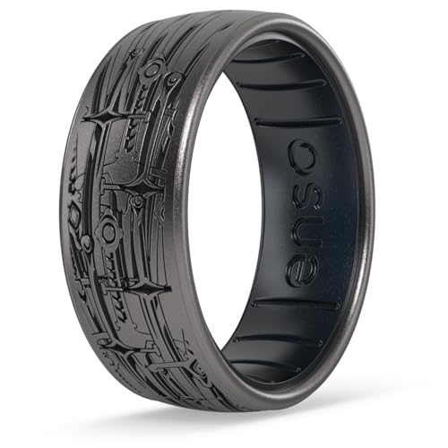 Enso Rings Game of Thrones Silicone Rings - Iron Throne - Platinum/Black Pearl - Size 8
