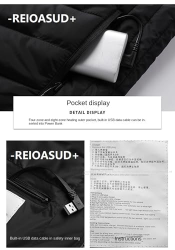 Image of Heated Hoodie for Men and Women,Heated Jacket with 3 Heating Levels, 9 Heating Zones Heated Down Hooded Coat