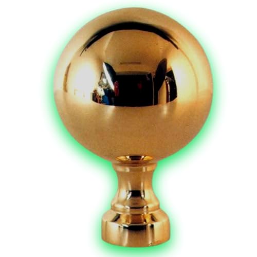 Déco fer Forgé- BOULE DE RAMPE LAITON- DECORATION- Diamètre 88 mm H 135 mm x 65 mm-Main Courante Acier Bois Alu-1 Insert Taraudé M12 Sous Embase-Usage...