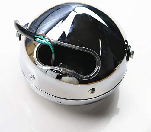 Motorcycle Street Bike Side Mount Front Headlight Headlamp For Honda Kawasaki Suzuki Yamaha Triumph Victory Cafe Racer CB VTX Shadow GN125 CG125 Old School (Chrome/clear)