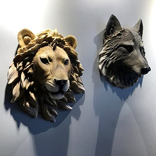 Chensf Animal Head Wall Decoration Statue Living Room Bedroom Indoor Outdoor Sculpture Art Black Panther Wolf Tiger Lion Bear Scandinavian Style Jamaican Home Interior Decor (Black Leopard) #TOP5