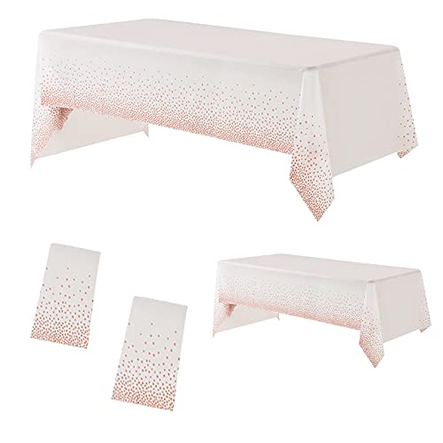 RosyDecor 2 Pack Rose Gold Plastic Table Clothes for Rectangle Tables 54´´ x 108´´ Party Tablecloth for Bridal Shower Decorations Birthday Tablecloth Table Covers for Party
