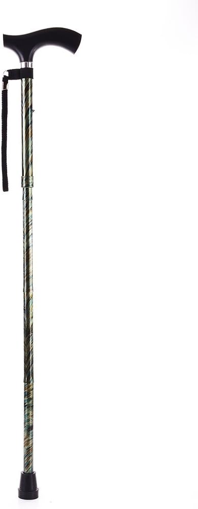 SUN Adjustable Aluminum Folding Walking Stick Cane with Wrist Strap & Pouch, Dark Red Grace