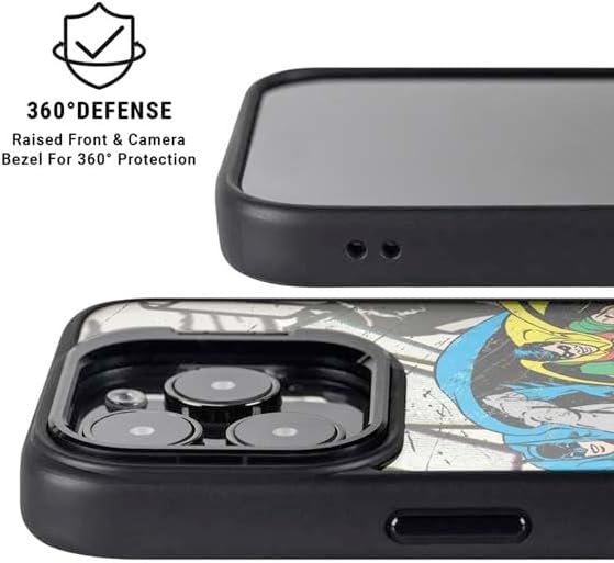 Skinit Kickstand Phone Case Compatible with iPhone 15 Pro Max - Officially Licensed DC Comics Batman and Robin Vintage Action Pose Design