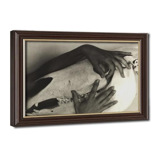 Toile crâne de 1931 Georgia O'Keeffe œuvre d'art authentique avec cadre