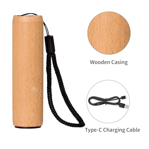 LQWELL® Mini Torch USB C Rechargeable, Handheld Flashlight with 3 Light Modes, Portable Pocket Aluminum Flash Light with Wooden Casing for Camping, Hiking, Emergency, Jogging, Night Reading - Image 4