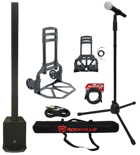 Avante Audio AS8 Bundle: 1000W Powered Line Array DJ PA Speaker 4-Ch Mixer, Pro Mic Kit 1 Mic Stand,...