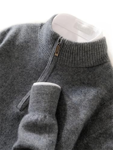 Men's Winter Thickened Cashmere Sweater - Mock Neck Zip Pullover Business Casual Soft Warm Clothing3