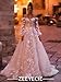 Zeeyecie White Women's Tulle Wedding Dresses for Bride 2026 Long Sleeve Sweetheart Neck 3D Flower Lace Applique Bridal Gowns with Long Train US16W