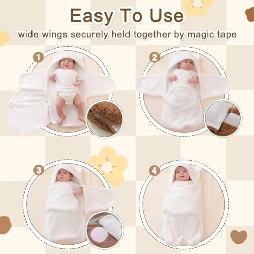 Image of AiWMGL Baby Winter Fleece Swaddle Blanket 3-6 Months Boys Girls Warm Adjustable Newborn Swaddling Wrap Soft Plush Sacks