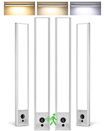 EZVALO 4-Pack Under Cabinet Lighting, 4000mAh Rechargeable Motion Sensor Light Indoor, with Dimmable & 3 Color Temps, Magnetic Closet Lights, Wireless Under Counter Lights for Kitchen (16.5inch)