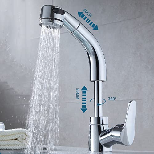 Mitigeur de lavabo avec bec pivotant 360 anti éclaboussures 2 modes