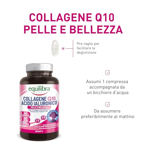 equilibra - Equilibra Collagene Q10 Acido Ialuronico, 90 compresse Vitamine 99 g unisex - 4