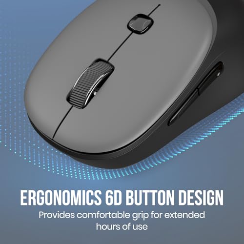 Image of Portronics Toad Neo Wireless Bluetooth Mouse with Dual Wireless Connectivity (BT + 2.4 GHz), Rechargeable Battery, Forward & Back Button, Multi-Device Pair, Upto 3200 Dpi Sensitivity(Black)