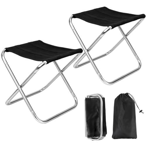 2Sets Portable Mini Folding Camping Stool, Lightweight Camp Chair for Fishing Hiking, Compact Collapsible Travel Footstool for Outdoor, Beach, Backyard, Lawn,Picnic with Carry Bag,10.35