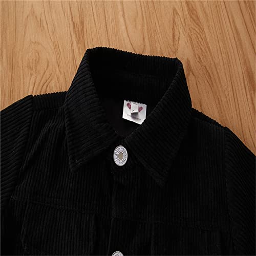 Kids Toddler Boy Fall Outfits Autumn Winter Ribbed Solid Cotton Long Sleeve Coat Classic Cozy (>2-Black, 3-4 Years)4