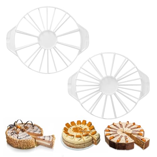 Tortenteiler 10/12/14/16 Tortenstücke 2 Stücke Rund Torteneinteiler Wiederverwendbare Kuchenteiler Tortenschneider Kunststoff Tortenteiler zum Schneiden Ortenstücken Küche Kuchen Gadget Weiß