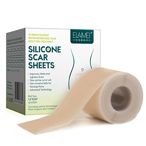 Silicone Scar Sheets Silicone Scar Tape Roll 1.6x 120(8 Month Supply) Soft Silicone Gel Scar Tape Reusable And Effective Scar Removal Sheets Scar Strips For C-Section & Keloid Surgery Burn Acne