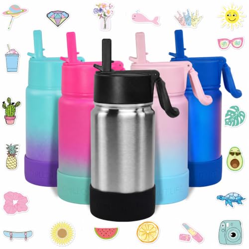 CHILLOUT LIFE 12oz Kids Insulated Stainless Steel Water Bottle w/Straw Lid