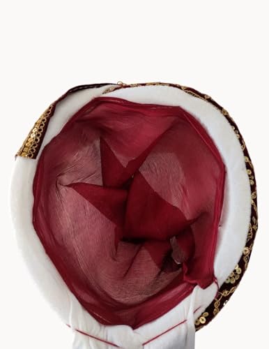 Image of BookMyCostume Dulha & Royal Wedding Turban Collection - Premium Silk, Velvet, Zari Work Safa with Kalgi & Brooch - Traditional Indian Dulha Pagdi /Sehra Perfect for Weddings & Role Plays for Men & Kids