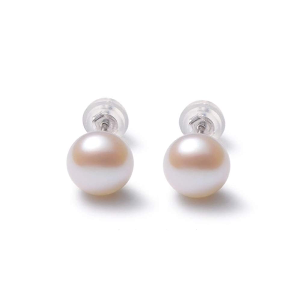 KEETEEN"Moon&Star" Sterling Silver Studs 8mm Freshwater with Crystal Zircon Pearl Earrings for Women Girls (8mm Yellow)