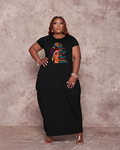 Image of YeGine Oversize Tshirt Dress Plus Size Short Sleeve Maxi Dress with Pockets