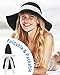 Sun Hats for Women, Oversize Large Straw Bucket Hat for Beach Summer Vacation Wide Brim Handmade Packable Travel UPF 50+ Black