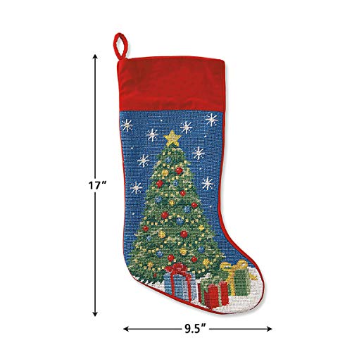 Lillian Vernon Christmas Tree Heirloom Needlepoint Christmas Stocking - 100% Wool 9 1/2" x 17" - Thumbnail 7