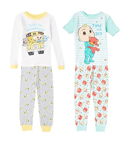 CoComelon Boys' 4-Piece Snug-fit Cotton Pajama Set, Soft & Cute for Kids