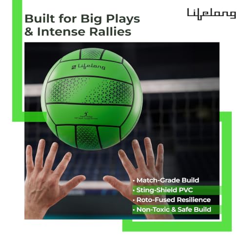 Image of Lifelong Volleyball for Kids, Teens & Adults | Lightweight PVC | Soft Touch Training Ball | Indoor & Outdoor Play | Beach, Pool & Recreational Play | Green | 8.6 inches