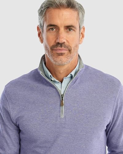 Johnnie-O Sully ¼ Zip Pullover Sweater | Heathered Double Knit Pullover with Leather Zipper Puller for Men | Men's Quarter Zip Sweaters2