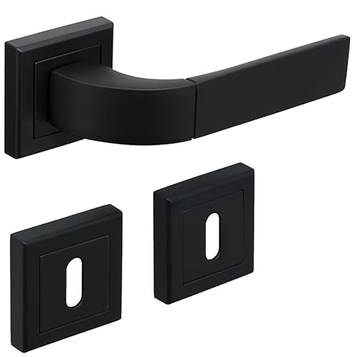 Hardware Store SPH Türgriff Drückergarnitur Türklinke Türbeschlag BB PZ WC Schwarz Matt für Zimmertüren Innentüren (BB - Buntbart) Cover