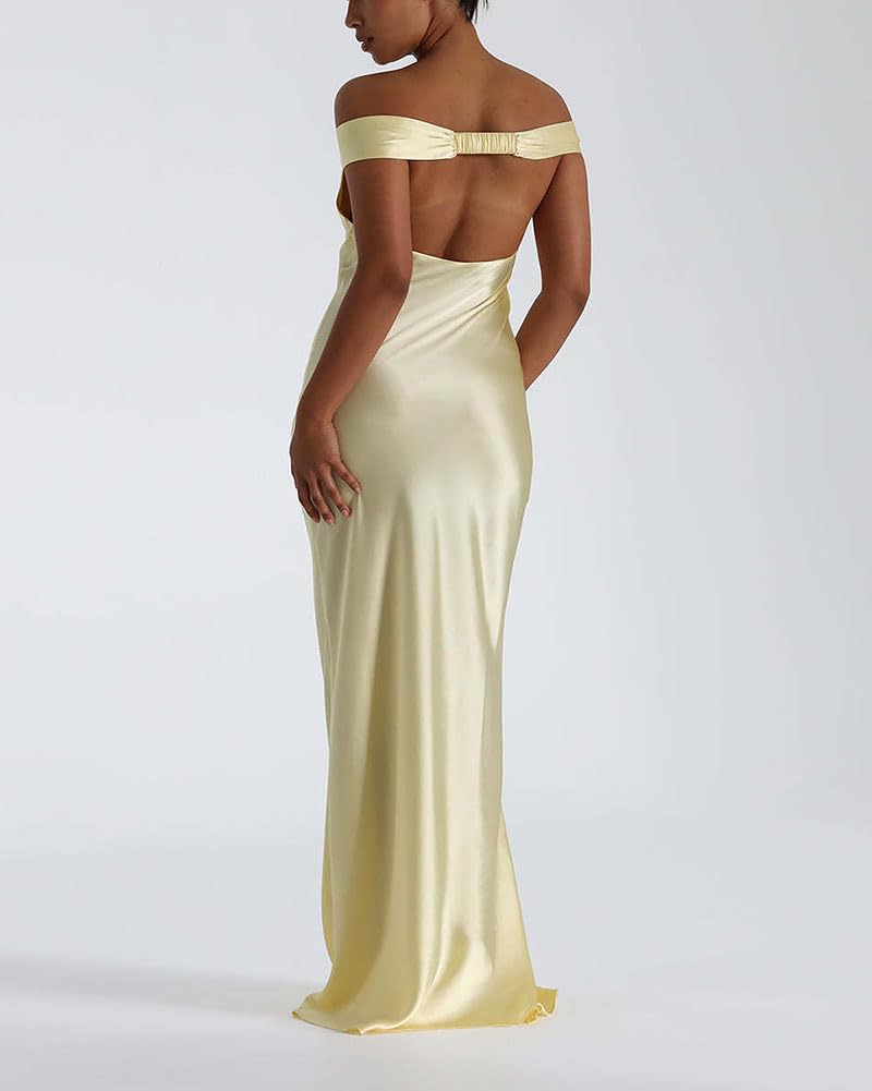 Vestidos de Fiesta Largo para Mujer Fuera del Hombro Vestido de Noche Vestido de Invitada de Boda de Cóctel Chic