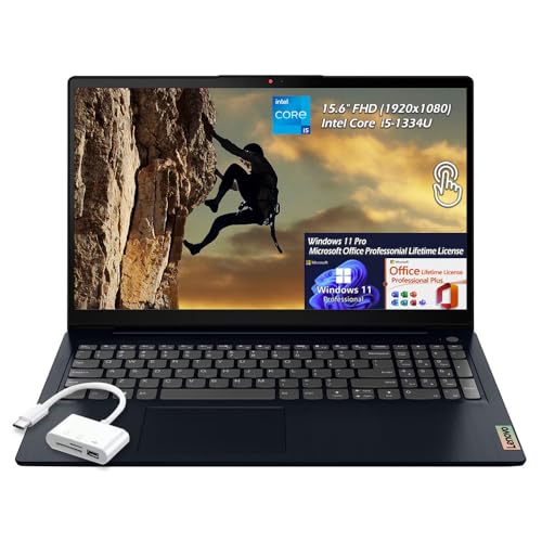 Image of Lenovo IdeaPad 1i Business Laptop, 15.6 inch FHD Touchscreen, Win11 Pro Office Lifetime License, Intel Core i5-1334U, 40GB RAM 2TB SSD, HDMI, Webcam, Wi-Fi6, Abyss Blue, with USB Hub, W /GaLiMu