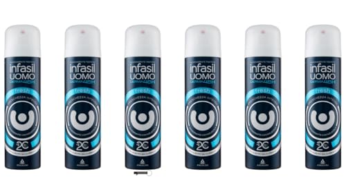 Infasil Uomo Derma 48h Fresh - Deodorante spray da uomo, con molecola 2C, freschezza intensa, 150 ml, 6 pezzi