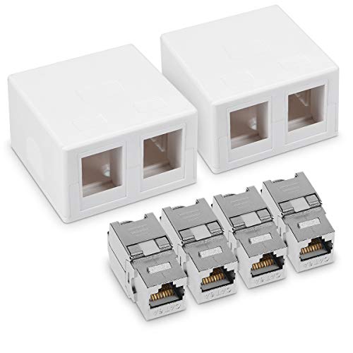 Presa A Muro RJ45 Cat6A Kwmobile – 10 Gbit/s, Montaggio Facile, Bianca