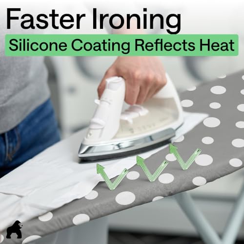 Image of Gorilla Grip Reflective Silicone Ironing Board Cover, 15x54, Fits Large and Standard Boards, Pads Resist Scorching and Staining, Elastic Edge Covers, Thick Padding, No Fasteners Needed, Dots