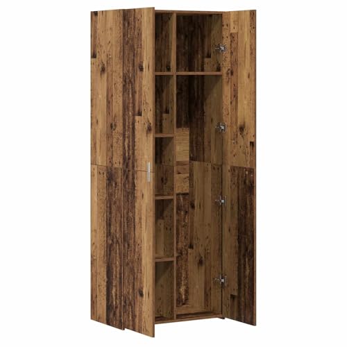 Mueble auxiliar rústico de madera de 70 cm con estantes para buffet de comedor 6
